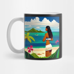 Hula Girl Hawaiian Luau Impressionist Painting Hawaii Island Floral Mug